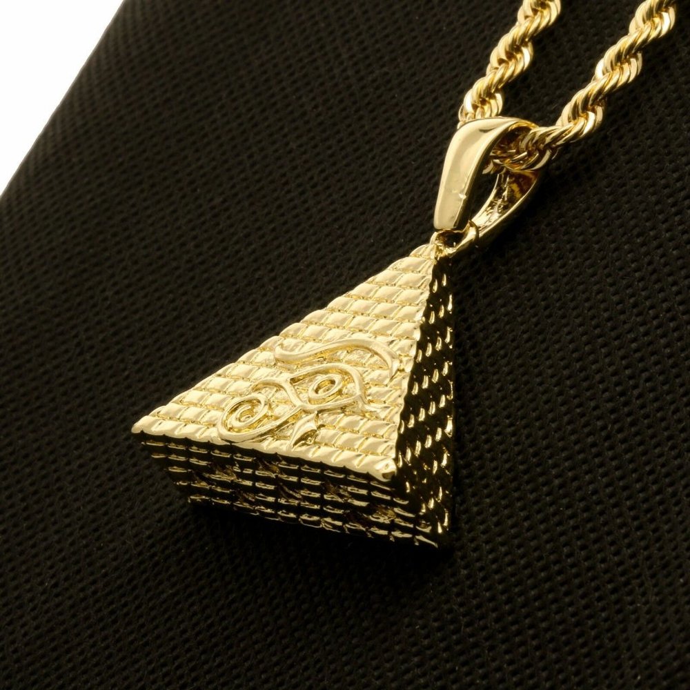 14k Gold Pyramid 24" Rope Chain + Pendant